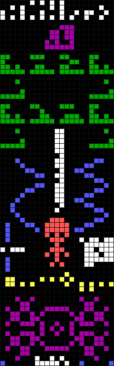 A colored chart of the answer's binary code